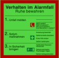 BGV A8:  Verhalten im Alarmfall mit Symbolen