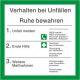 BGV A8: Verhalten bei Unfällen mit Symbolen