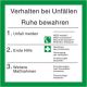 ISO 7010: Verhalten bei Unfällen mit Symbolen